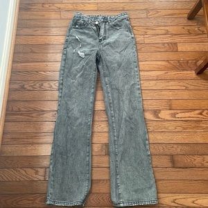 Gray wide leg jeans